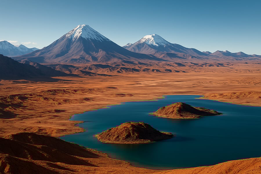 Stunning Chilean landscape featuring mountains, desert, and islands Stunning Chilean landscape featuring mountains, desert, and islands